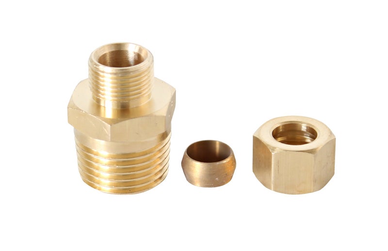 Miiflex Brass Reducing Coupling 3/8" COMP x 1/2" MIP Male Leak Proof Easy Connect Union (2 Pack) - Image 2